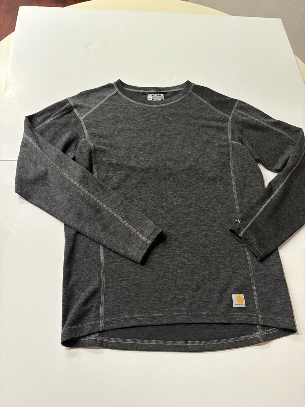 Carhartt Force Men’s Charcoal Long-Sleeve Thermal Crew Shirt Size Large